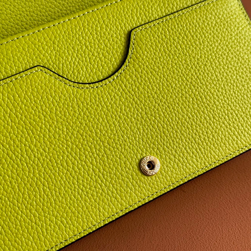 Gucci Marmont Chain Wallet Ebony mix Light Green Canvas Leather 254942