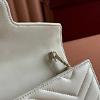 Gucci Marmont Chain Wallet White Cowhide 254967