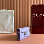 Gucci Marmont Chain Wallet Purple Cowhide 254971