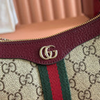 GG Ophidia Mini Shoulder Bag Red Beige Brown Leather Canvas