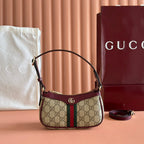 GG Ophidia Mini Shoulder Bag Red Beige Brown Leather Canvas