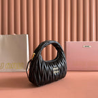 Wander Matelassé Hobo Bag 20cm Black Nappa Leather