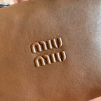 Miu Pouch 25.5cm Brown Nappa leather