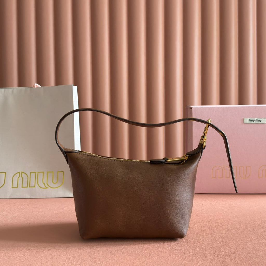 Miu Pouch 25.5cm Brown Nappa leather