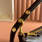 Miu Pouch 25.5cm Brown Chocolate leather