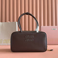 Miu Beau Medium Top-Handle Bag 29cm Dark Brown Smooth Cowhide