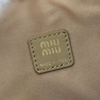 Miu Matelassé Pouch Bag 15cm Light Brown Leather