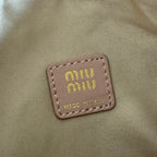 Miu Matelassé Pouch Bag 15cm Apricot Leather