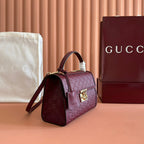 GG Padlock Handbag 26cm Burgundy GG Pattern Leather