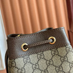 GG Ophidia Mini Bucket Bag Beige Brown Canvas Leather