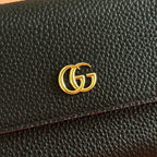 GG Bi-Color Marmont Continental Wallet Black Leather