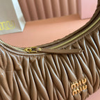 Miu Wander Matelassé Shoulder Bag 29cm Brown Lambskin