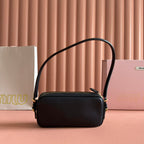 Miu Leather Pouch Bag 20cm Black Leather