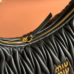 Miu Wander Matelassé Shoulder Bag 29cm Black Lambskin