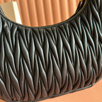 Miu Wander Matelassé Shoulder Bag 29cm Black Lambskin