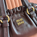 Miu Joie Shoulder Mini Bag Coffee Nappa Leather