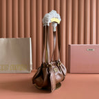 Miu Joie Shoulder Mini Bag Brown Nappa Leather