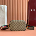 Gucci Ophidia Mini Handbag Beige Brown Canvas Leather 272065
