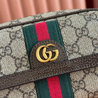 Gucci Ophidia Mini Handbag Beige Brown Canvas Leather 272065