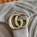 GG Marmont Shoulder Bag Dusty Blue Suede 272093