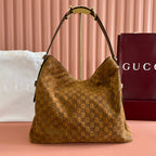 Gucci Beatrix Handbag 40 Caramel Brown Suede 271962