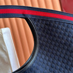 GG 2025 Giglio Large Tote Bag 60cm Dark Blue Red Suede Canvas 273276
