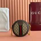 GG 2025 Round Bag Ebony mix Colors Canvas Leather 273587