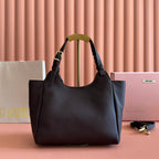 Miu 25ss Leather Bucket Bag 25.5 Black Grain Leather