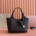 Miu 25ss Leather Bucket Bag 25.5 Black Grain Leather
