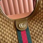 GG 2025 Giglio SmallTote Bag 25cm Brown Red Suede Canvas 273271