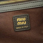 Miu Medium Corduroy Backpack Dark Brown Leather-Trim