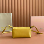 Miu Japan Pop-up Crossbody Bag 18cm Yellow Cowhide