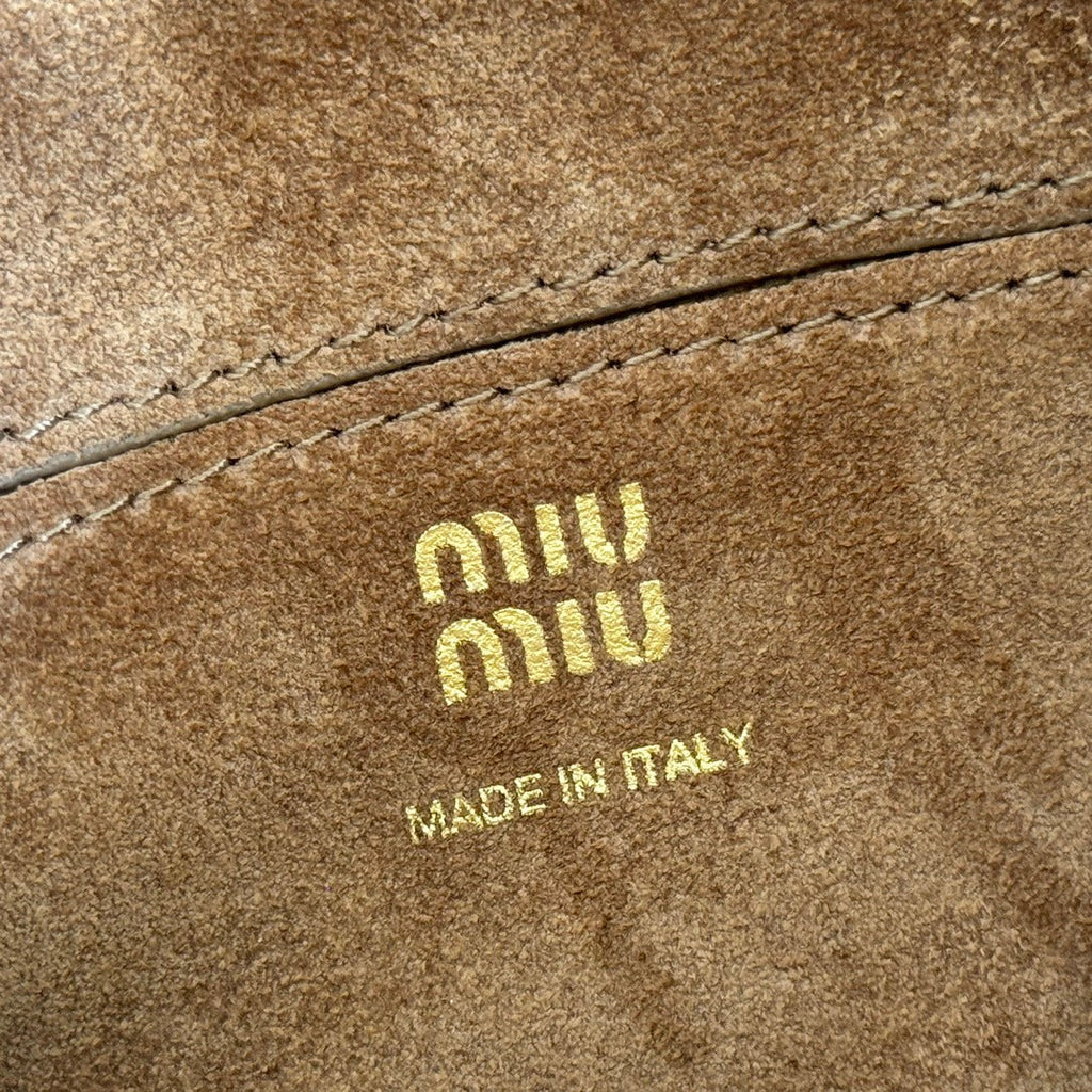 Miu Japan Pop-up Crossbody Bag 18cm Yellow Cowhide