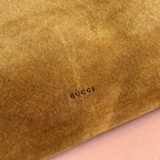 GG Beatrix Medium Tote Bag Brown Suede GHW