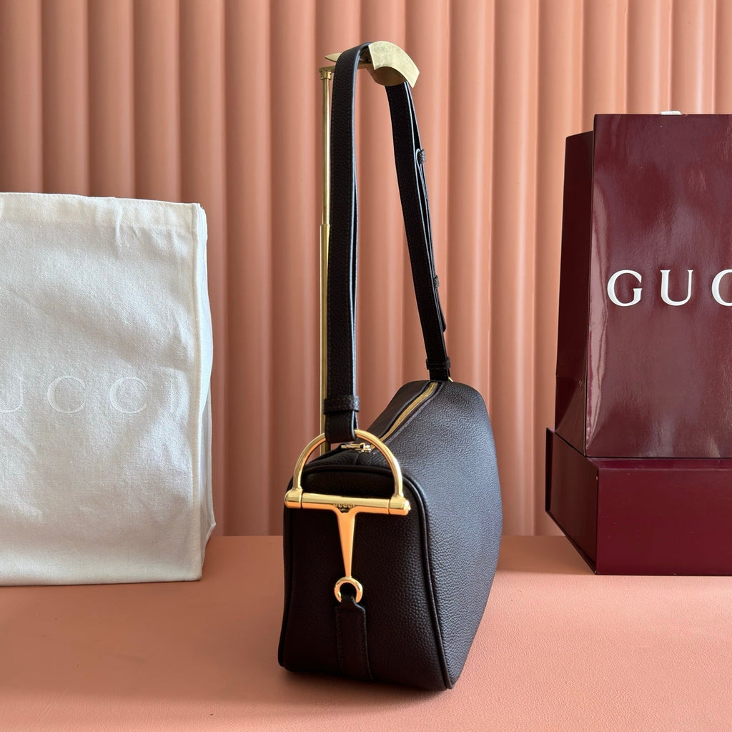 GG Half Horsebit Bag 31.5cm Black Grain Leather