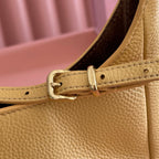 Miu Leather Bucket Bag 16cm Yellow Grain Cowhide