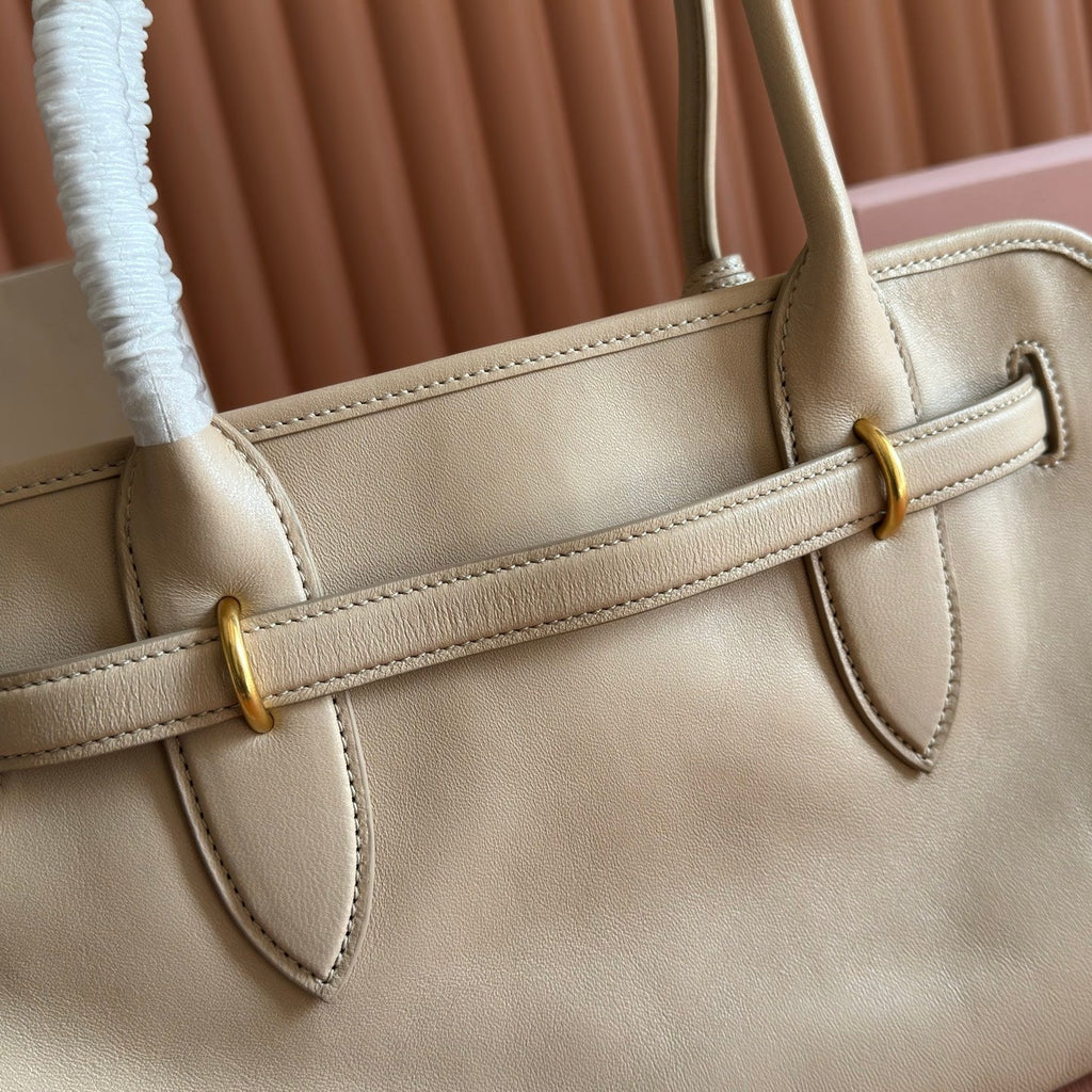 Miu Aventure Shoulder Bag 44cm Beige Nappa Leather