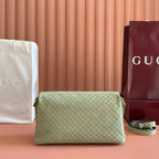 GG Medium Shoulder Bag With Chain Light Olive Green GG Suede