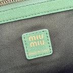 Miu Leather Bucket Bag 23cm Brown Grain Cowhide