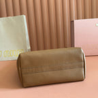 Miu Leather Bucket Bag 23cm Brown Grain Cowhide