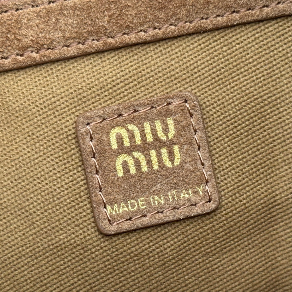 Miu Leather Bucket Bag 23cm Powder Pink Grain Cowhide