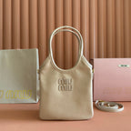 Miu IVY Handbag Light Beige Leather 280984