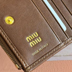 Miu 5MV017 Small Wallet Brown Nappa Leather