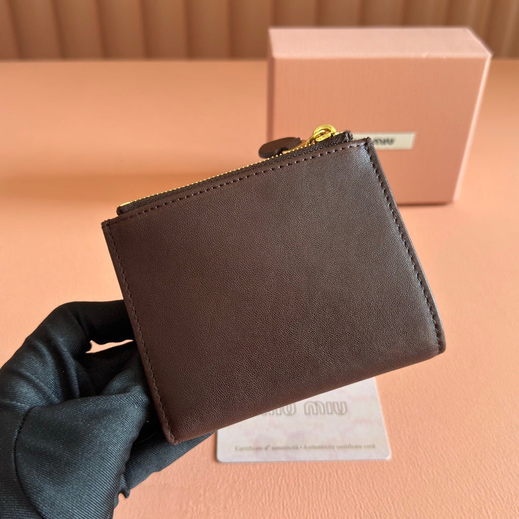 Miu 5MV017 Small Wallet Chocolate Nappa Leather 280828
