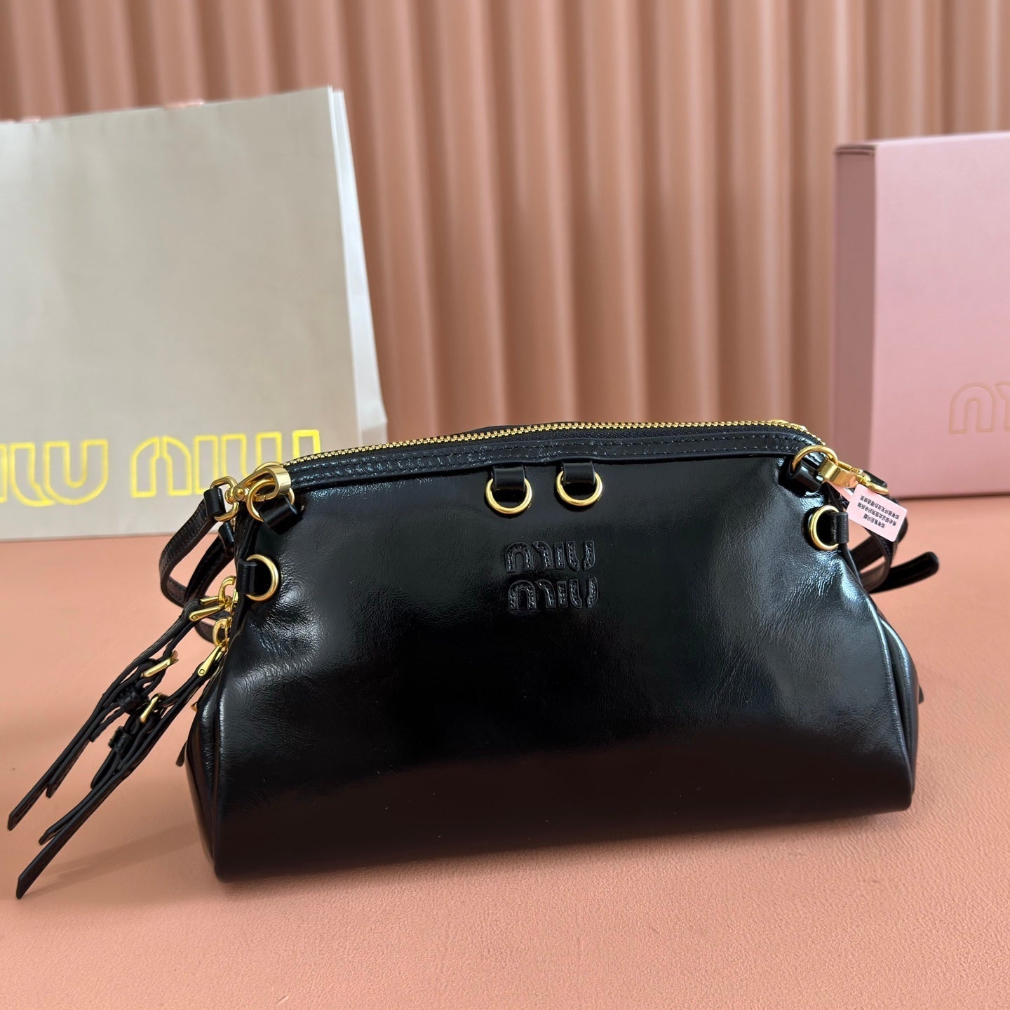 Miu Caprice Clutch Black Leather 280753
