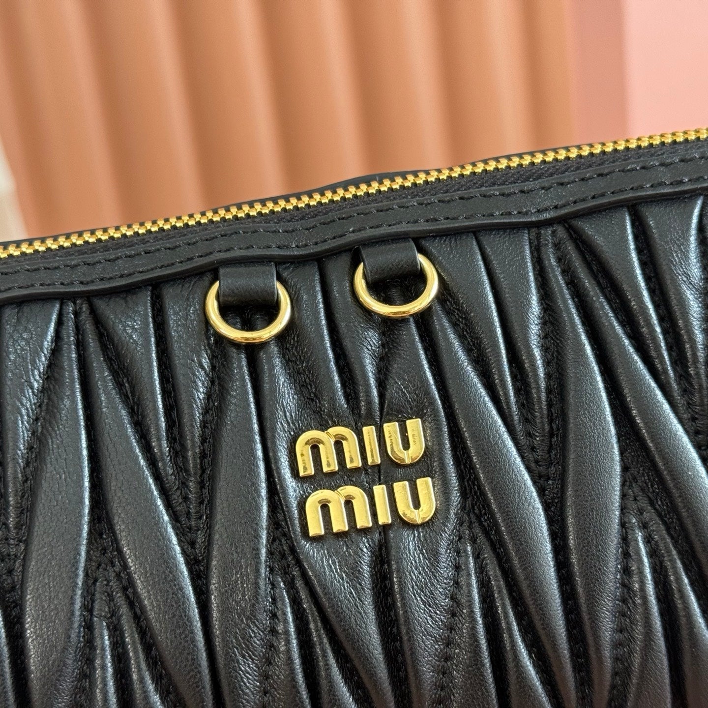 Miu Caprice Clutch Black Matelassé Nappa Leather 280764