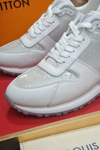 LV TRAINER SHOES IN WHITE MIX GREY EMBOSSED LAMBSKIN