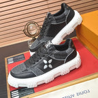 LV TRAINER BLACK CALFSKIN AND DENIM