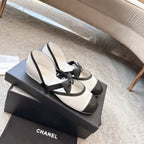 CC 25b Fall-Winter Mary Janes 15mm White Black Calfskin & Sheepskin 415776