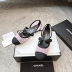 CC 25b Fall-Winter Mary Janes 15mm Pink Black Mesh & Grosgrain 415778